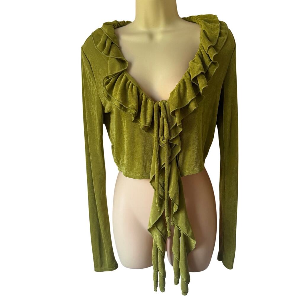 Fashion Nova Lime Green Ruffle Crop Top